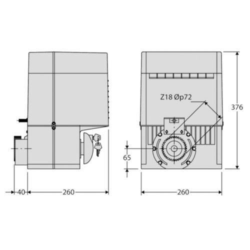 Medidas motor para puertas correderas ICARO BFT