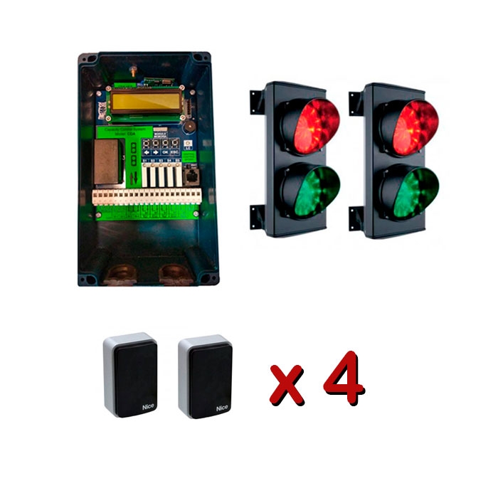 Kit sistema de control de aforo para dos puertas o entradas con dos semáforos LED