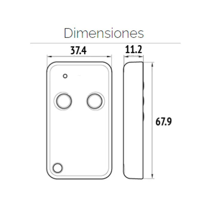 Dimensiones Medidas Roger E80 Rolling Code mando de garaje